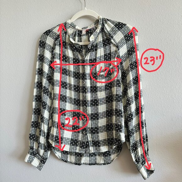 Anthropologie Pilcro Breezy Button Down Plaid Hand Stitch - Picture 8 of 11